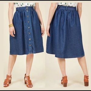 ModCloth Marvelously Midi Denim Skirt